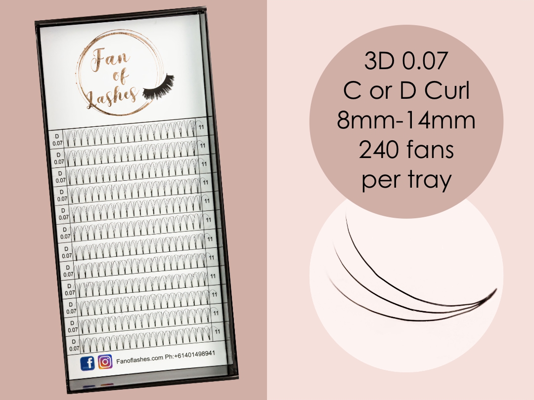 3D 0.07 C or D curl 8-14mm 240 fans per tray